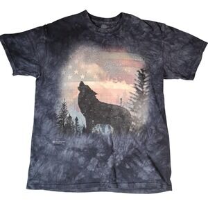 The Mountain Wolf American Flag Tie Dye T Shirt Size Large